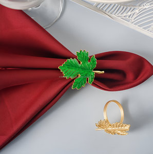 คุณภาพสูงหัตถกรรมโลหะMaple Leaf Designแหวนผ้าเช็ดปากที่กําหนดเองของขวัญหัวเข็มขัดผ้าเช็ดปาก - Product Image 2