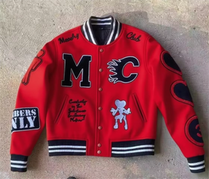 Veste universitaire d'hiver pour homme à la vente chaude, à capuche, col montant, imperméable, respirante, réversible, écologique, en cuir et laine sur le devant - Product Image 1