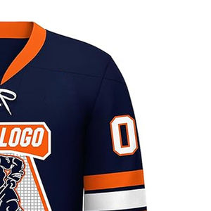 High Quality Custom Logo Ice Hockey Jersey Long Sleeves <b>V</b> Neck Quick Dry <b>Washed</b> Ice Hockey Jersey Moisture Wicking Hockey Jersey - Product Image 4