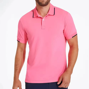 Bajo MOQ Cómodos y elegantes polos para hombres Polos de algodón ajustados de color sólido de alta calidad - Product Image 5