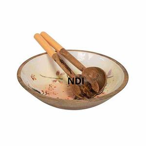 ชามไม้สำหรับเก็บผลไม้แห้งชามไม้ข้าวโพดคั่วหรือซุปเซิร์ฟเวอร์เคลือบพิมพ์ลาย - Product Image 5