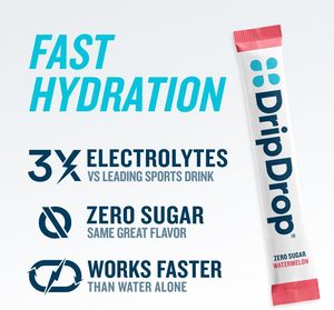 DripDrop <b>Sugar</b> Free Hydration Packets - <b>Zero</b> Watermelon Single Serve Electrolytes Powder Drink Mix 32 Sticks - Product Image 4