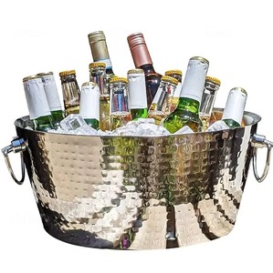 Seau à glace élégant en acier inoxydable Kraft World, capacité personnalisable (2-12,5 L) pour les occasions de mariage/fêtes - Durable - Product Image 5
