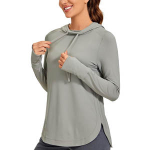 Haut de sport à manches longues pour femme, à capuche, avec passe-pouce, idéal pour la gym et l'entraînement - Product Image 1