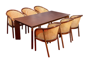 Juego de comedor de 6 piezas moderno Michelin, sillas traseras de ratán, madera de Fresno marrón, convertible, plegable para uso en comedor de apartamento de Hotel - Product Image 2