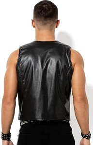 Gilet streetwear pour hommes, vente chaude, vente en gros personnalisée, gilet en cuir élégant pour hommes, mode hip-hop, veste en cuir de vache, coupe ajustée - Product Image 3