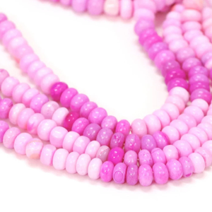 ลูกปัดโอปอลสีชมพูเข้มทรงรอนเดล AAA: งานฝีมือเครื่องประดับอัญมณีทำมือ - Product Image 3