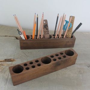 Custom logo Acacia Wood Pen Storage <b>Holder</b> <b>Pencil</b> Organizer Stand Latest Design <b>Desk</b> Organizers Office Used - Product Image 6