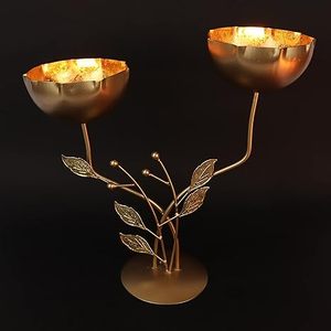 Portavelas de metal de hierro de árbol dorado - Product Image 4