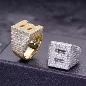 Venta caliente VVS Moissanite Hip hop anillo oro/amarillo plateado estrella patrón joyería para boda hombres mujeres anillo - Product Image 3