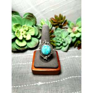 Daniel Benally Fine Jewelry Kingman Turquoise & Sterling <b>Silver</b> <b>Statement</b> <b>Ring</b> Bezel Setting Size 10 Everyday Wear - Product Image 1