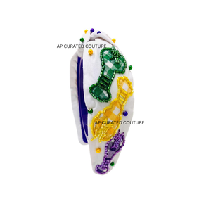 Diadema de Lavanda con Cuentas Bordadas Personalizadas de Mardi Gras con Diseño Multicolor, Accesorio de Moda Femenino Hecho a Mano - Product Image 4