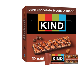 คินด์บาร์ ดาร์กช็อกโกแลตมอคค่าอัลมอนด์ ขนมเพื่อสุขภาพ ปราศจากกลูเตน น้ำตาลน้อย โปรตีน 5 กรัม บรรจุ 12 ชิ้น - Product Image 1
