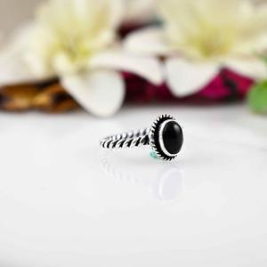 Bague en argent Style Boho faite à la main bijoux en argent Sterling 925 Onyx noir pierre précieuse tendance bague bijoux pour femmes cadeau pour elle - Product Image 4