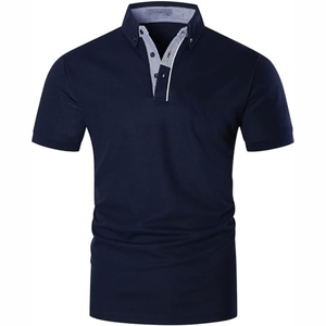 เสื้อโปโลผ้าฝ้าย100% ระบายอากาศสำหรับผู้ชายเสื้อเชิ้ตแขนสั้นปักลายแบบเรียบง่ายฤดูร้อนออกแบบได้อย่างเรียบง่ายคุณภาพสูงใส่สบาย - Product Image 1