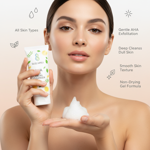 Nettoyant visage en gel AHA végétalien Glee Impex pour tous types de peaux |   Nettoyant doux hydratant exfoliant blanchissant - Product Image 3