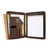 Excellent design portefeuille en cuir véritable pour hommes coussin juridique Padfolio presse-papiers dossier avec poignée étui de transport en PVC