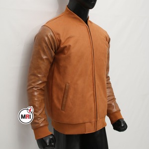 Style OEM personnalisé collège respirant de haute qualité en cuir marron université Letterman avant moto hommes coupe-vent imperméable - Product Image 5