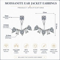 Boucles d'oreilles en argent sterling S925 avec moissanite 6 carats, design à corps divisé de 22 mm, plaqué rhodium, pour femmes, fabricant de bijoux de mariée
