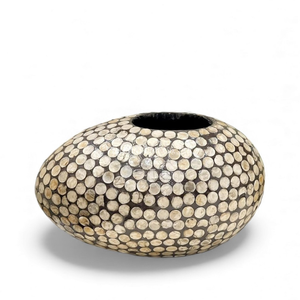 Ensemble de vases décoratifs en nacre, faits à la main, élégants, incrustations de coquillages, motif assorti pour le salon, en provenance du Vietnam - Product Image 2