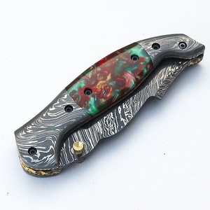 Couteau pliant professionnel en acier damas japonais couteau de poche utilitaire de chasse en plein air à vendre - Product Image 1