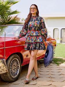 Algodón Floral estampado elegante corto elegante y romántico novia boda verano desgaste para niña transpirable cómodo regalo de cumpleaños - Product Image 4