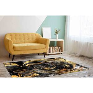 พรมลายหินอ่อนสีดำและสีทอง: ตกแต่งด้วยหมึกแอลกอฮอล์แบบมันวาว พรมเนื้อนุ่มแบบไม่ทอ - Product Image 2