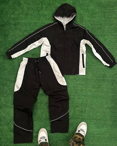 Conjunto Deportivo Personalizado de 2 Piezas, Chaqueta con Cremallera y Pantalones Acampanados, 100% Nailon, Líneas Reflectantes, Nuevo Diseño, Cortavientos Extra Grande para Hombre - Product Image 2