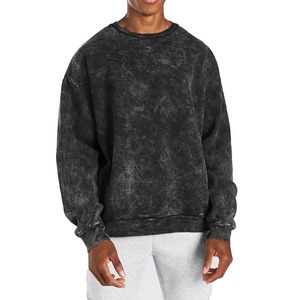 Men's Oversized <b>Crew</b> <b>Neck</b> Fleece <b>Sweatshirt</b> 100% Cotton Washed Knitted Casual Pullover Eco-Friendly Solid Color Winter Regular - Product Image 1