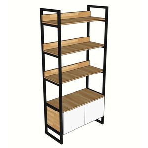 SFKS001 Bibliothèque moderne avec armoire inférieure en osier, structure en fer, 80x40x180cm - Product Image 4