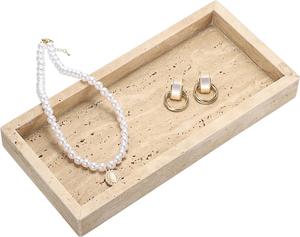 Bandeja Rectangular de Piedra Travertino para Exhibición de Joyas, Elegante Organizador de Tocador para Decoración Moderna del Hogar y Almacenamiento Estilizado en la Encimera - Product Image 5