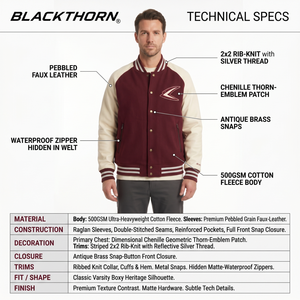 Blouson universitaire homme 100 % personnalisable, en polaire 500 GSM avec manches en similicuir, streetwear premium, broderie OEM sur le devant - Product Image 5