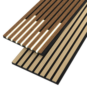 Pannelli Acustici in Fibra di Poliestere Verde Duro Nero con Striscia LED Interna 3D Effetto <span class=keywords><strong>Legno</strong></span> per Soggiorno e Camera da Letto - Product Image 1