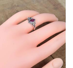 แหวนเพชรทับทิม925สเตอร์ลิงเงินเหลี่ยมเพชรพลอยธรรมชาติทำด้วยมือเครื่องประดับ july ของขวัญวันเกิดสำหรับวันครบรอบ - Product Image 2