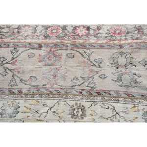 Turkish Round Rug 4.4x4.5 ft, White <b>Red</b> Animal Print Rug <b>Wool</b> - Product Image 5