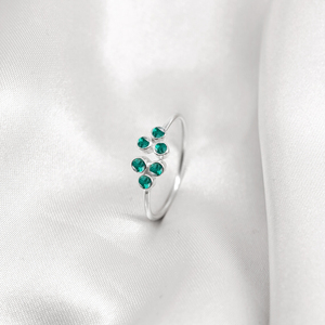 Anillo de banda ajustable de Plata de Ley 925 con múltiples piedras preciosas originales para mujer, venta al por mayor, pequeños anillos de moissanita de cuarzo Esmeralda - Product Image 1