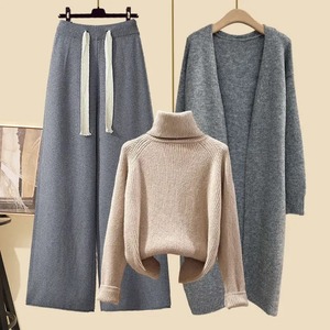 2024 New Women's Winter <b>Suit</b> Loose-Fit Plus Size Knit Sweater <b>Jacket</b> Slimming Bell Bottoms Three-Piece Set Idle Style - Product Image 5