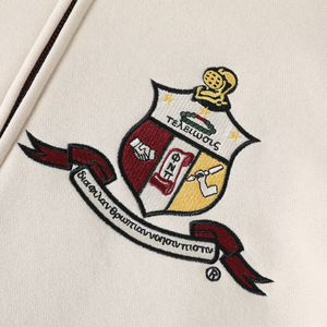 Kappa Alpha Psi Kream-Varsity <b>Fleece</b> <b>Jacket</b> Greek Crest Premium Fraternity Zip Front Outerwear - Product Image 6