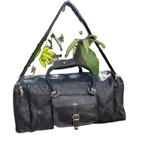 "Custom Logo Black Leather <b>Travel</b> Gym Duffle <b>Bag</b>-Large <b>Foldable</b> Personalized" - Product Image 1