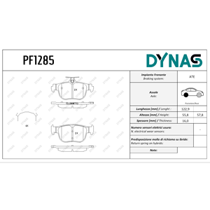 Set Pastiglie Freno Anteriori DYNAS PF1285 per Audi A3 (8JY) Cupra Fomentor per Tourneo Connect Skoda Octavia IV VW Caddy IV Golf VIII - Product Image 1