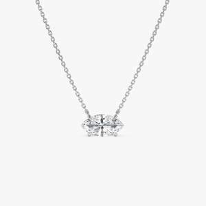 Collier solitaire en diamant de laboratoire taille marquise serti à griffes étincelant 1,00 carat E-F VS Or 14K pour mariée, mariage, fiançailles, soirée - Product Image 1