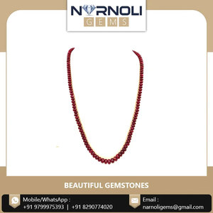 Custom Designed Ruby <b>Beaded</b> Necklace Handcrafted Precious <b>Red</b> Corundum Strand Wedding and Birthday Wear Fine Indian Jewellery - Product Image 2