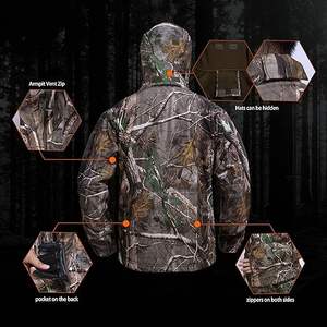Veste en polaire souple camouflage imperméable pour hommes avec broderie à col montant multi-poches vente en gros Standard International - Product Image 3