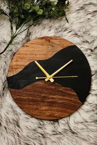Fait à la main en Inde meilleur Style personnalisé noir marron en bois résine époxy horloge murale Art thème modèle pour la décoration intérieure - Product Image 3