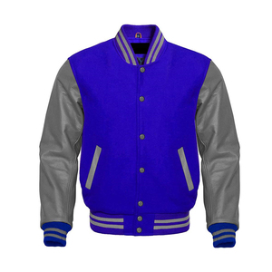 Veste universitaire en cuir et laine de haute qualité pour homme, sur mesure, 2025, col montant avec logo frontal, taille plus, veste enduite - Product Image 1