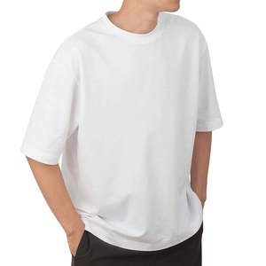 T-shirt 100% coton pour hommes coupe ample respirant et confortable T-shirt surdimensionné hommes basique sur mesure surdimensionné goutte épaule - Product Image 2