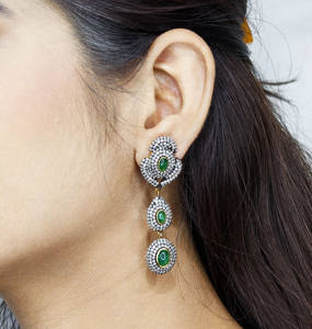 REYES lujo Real diamante victoriano pendientes hechos a mano 14K oro plata esterlina 925 Esmeralda piedra preciosa fiesta desgaste joyería de lujo - Product Image 5