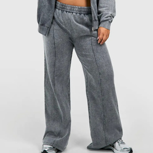 Nuevo Conjunto Deportivo Gris con Lavado Ácido y Logotipo Personalizado, Sudadera y Pantalones Deportivos para Mujer, Ropa Deportiva Transpirable de Alta Gama - Product Image 4