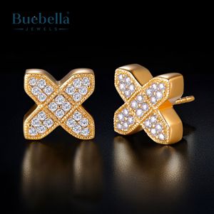 Pendientes de Plata de Ley S925 con Incrustaciones de Oro de 14k, Estilo Hip Hop, con Diamantes Cultivados en Laboratorio de 10mm, en Forma de Cruz X, para Hombre - Product Image 2