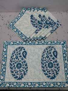ชุดผ้าเช็ดปากพิมพ์ลายบล็อกทํามือพร้อมแผ่นรองและชุดผ้าเช็ดปาก ชุดผ้าเช็ดปากผ้าฝ้ายพิมพ์ลายบล็อกราคาส่ง - Product Image 4